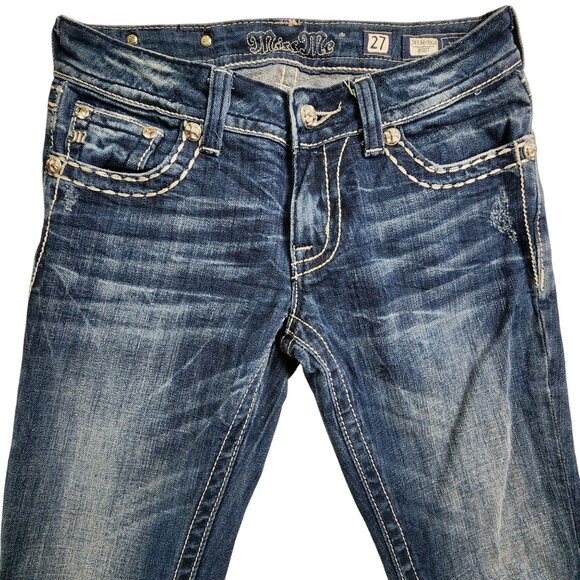 Miss Me Bootcut Jeans JE5369B2X With Embellished Pockets Womens Size 27 - Picture 2 of 11